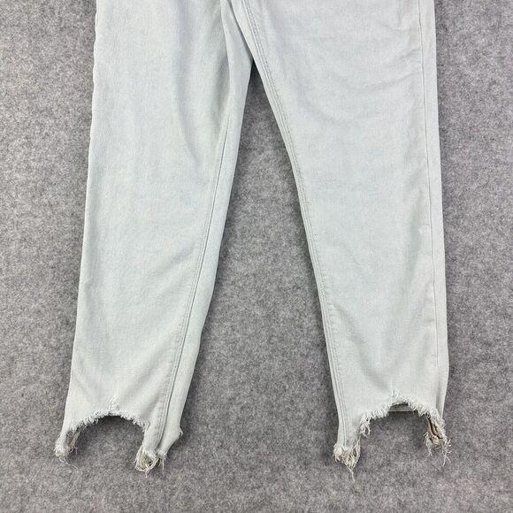 American Eagle Curvy Mom Jeans Womens 4R Light Wash Shark Bite Hem Stretch Denim - Picture 4 of 16